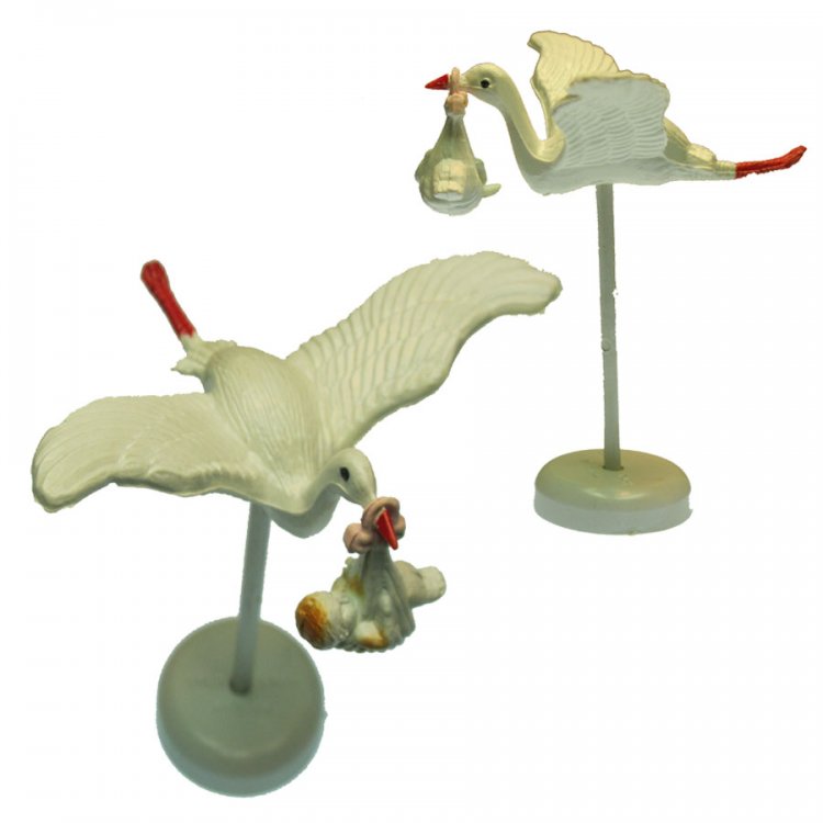 Stork in Flight with Baby Vintage Set - Click Image to Close