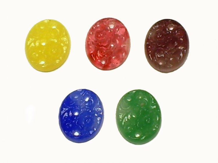 Assorted Color TINY Vintage Glass Cabochons 12x10mm (12) - Click Image to Close