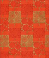 Vintage Gift Wrap Sheet : Red + Gold Geometric Designs