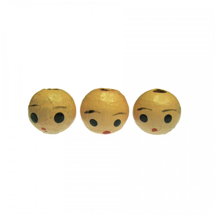 Vintage Wood Doll Head 12mm Beads (3) - Click Image to Close