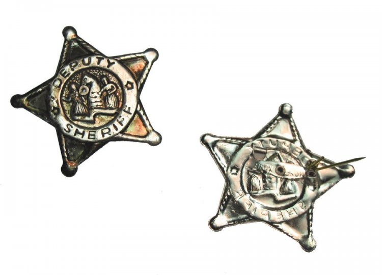 DEPUTY SHERIFF Vintage Tin Badge - Click Image to Close