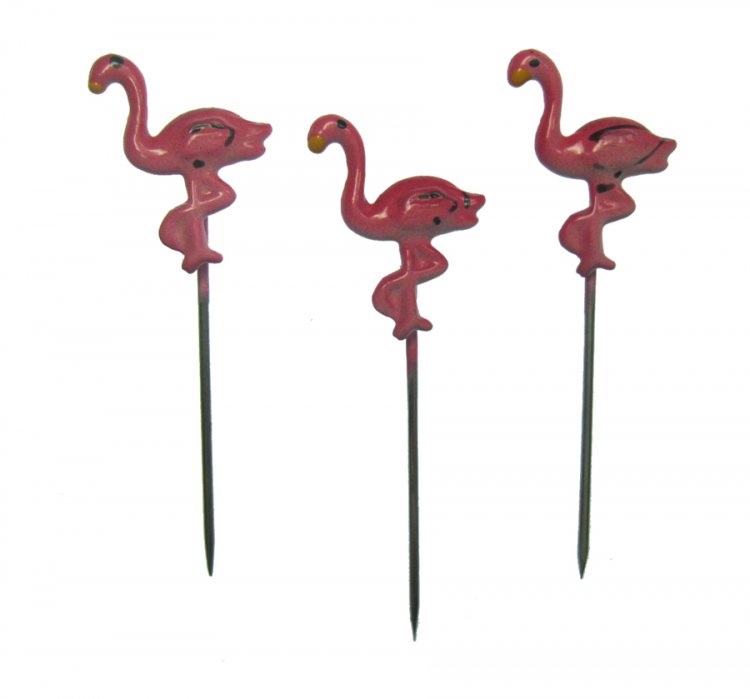 Enamel Flamingo Vintage Stick Pins (3) - Click Image to Close