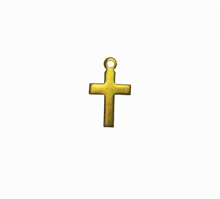 TINY Vintage Brass Cross Charms (6) - Click Image to Close