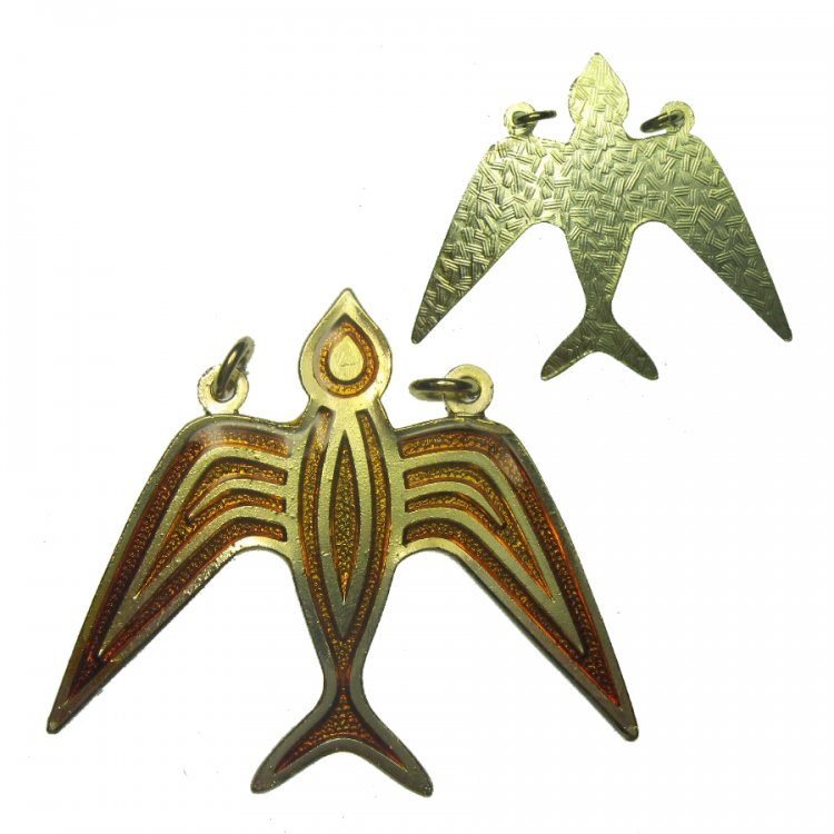 Tribal Design Orange Bird Vintage Pendant (1) - Click Image to Close