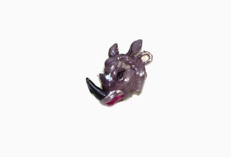 Hand Painted Plastic Rhino Vintage Charms (2) - Click Image to Close