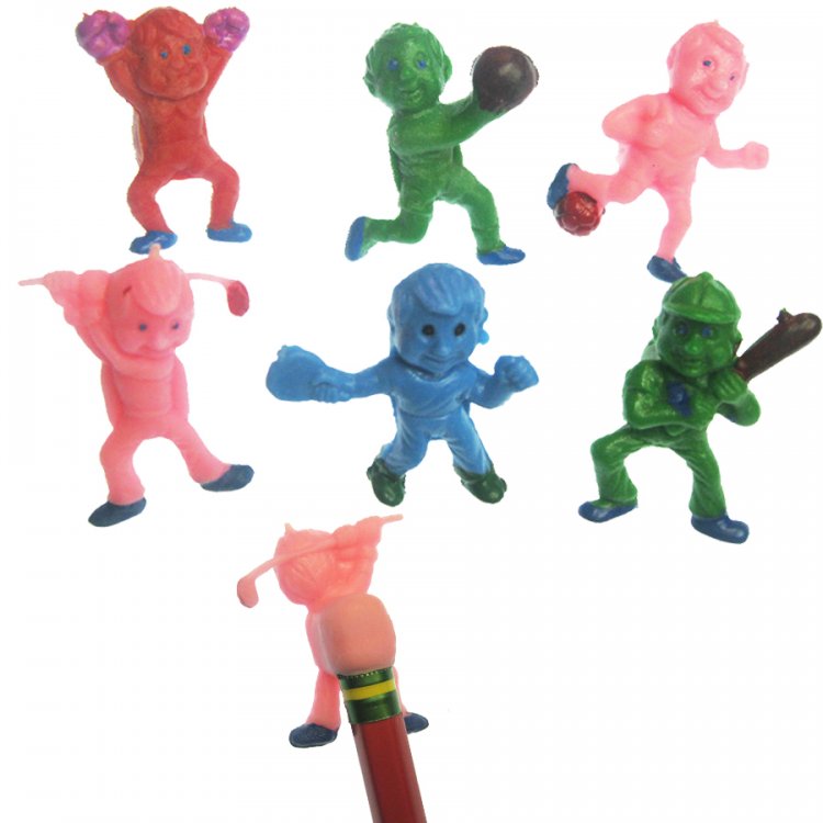 Sporty Dudes Vintage Rubber Pencil Toppers (6) - Click Image to Close