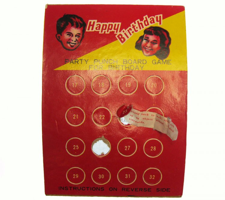"Happy Birthday" Vintage Party Punch Board Game (1) - Click Image to Close