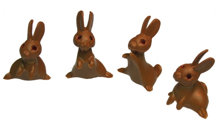 Pudgy Brown Bunnies Vintage Minitures (4) - Click Image to Close