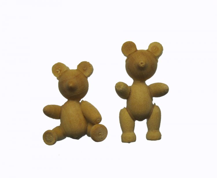 TINY Wooden Vintage Teddy Bear Miniatures (2) - Click Image to Close