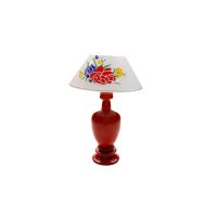 Red Lamp with White Floral Shade Miniature
