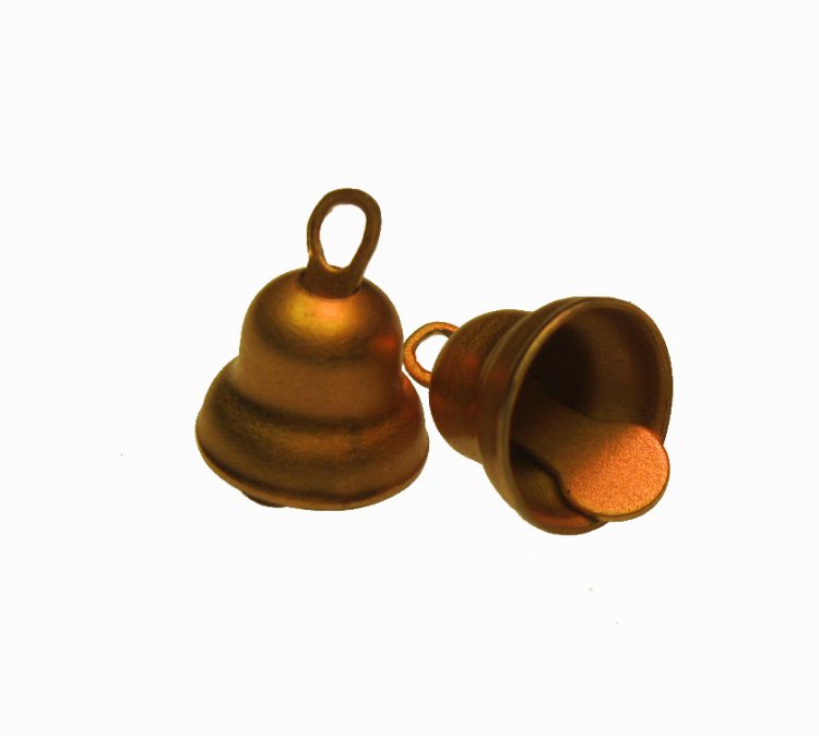 Tiny Coppery Vintage Bell Charms (6) - Click Image to Close