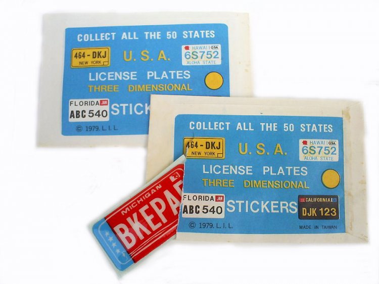 LICENSE PLATE Vintage Puffy Stickers - mystery packs! (3) - Click Image to Close