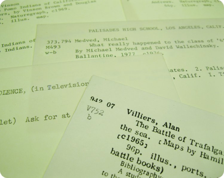 Vintage Card Catalog Cards (12) - Click Image to Close