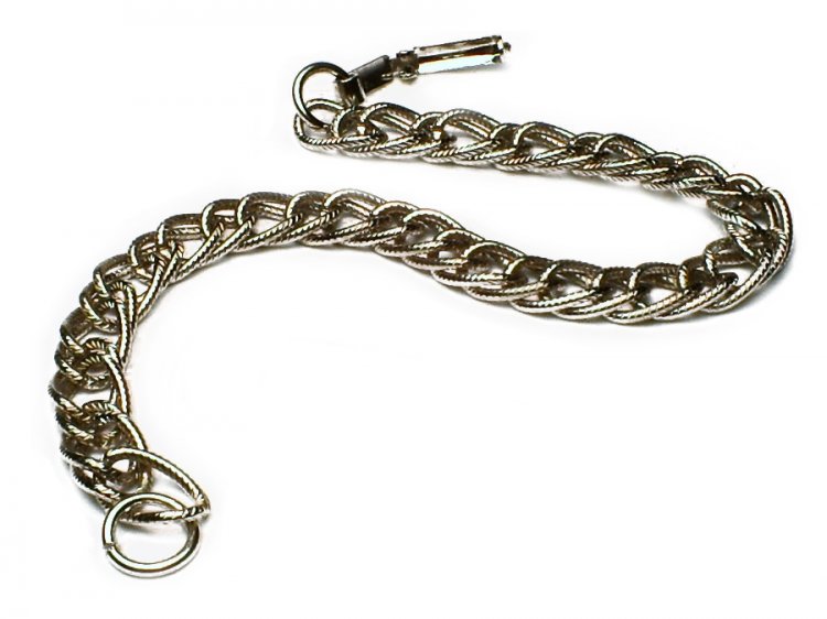 Silvertone Double Curb Style Bracelet (1) - Click Image to Close