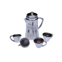 Coffee Pot with Lid and Cups Miniature Set