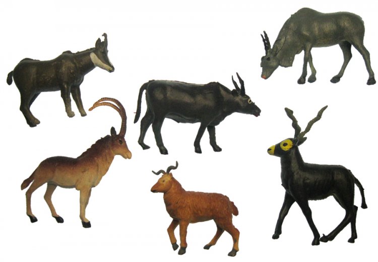 Horned African Animals Vintage Miniatures (6) - Click Image to Close