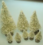 Frosty WHITE Sisal Bottlebrush Pine Tree Assortment (8)
