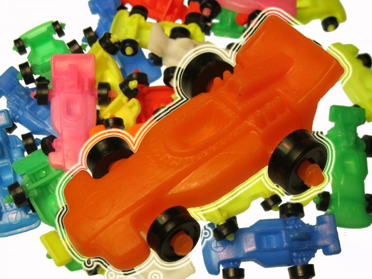 Colorful Plastic Racecars Vintage Toys (6) - Click Image to Close
