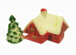 Snowy Chalet with Evergreen Vintage Miniature (1)