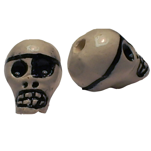 Eyepatch Skull Ceramic Bead (1) - Click Image to Close