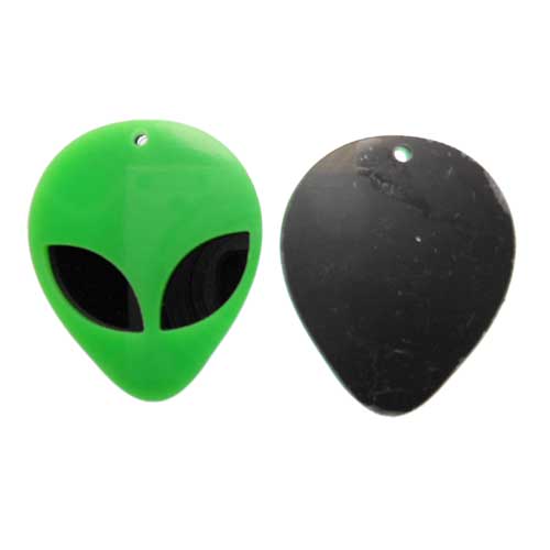 Green Alien Acrylic Pendant Charm (1) - Click Image to Close