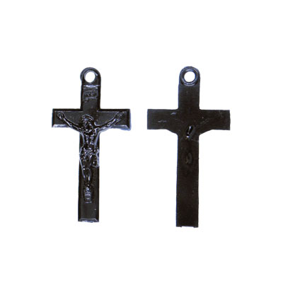 Black Crucifix Cross Plastic Charms (6) - Click Image to Close