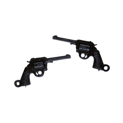 Black Six-Shooter Pistol Gun Plastic Charms (6) - Click Image to Close