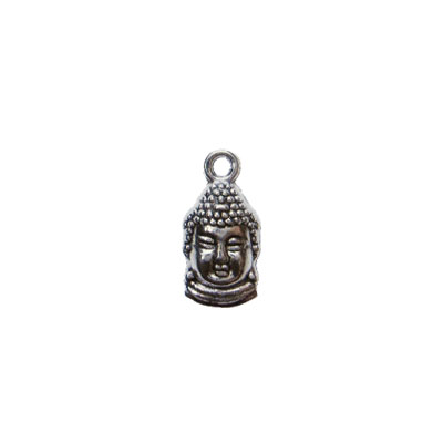 Buddha Head Silvertone Charm (6) - Click Image to Close