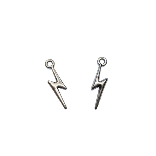 Lightning Bolt Silvertone Charms (8) - Click Image to Close
