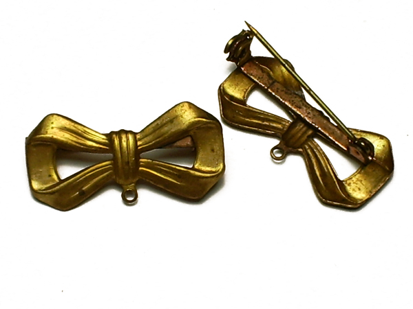 Vintage Brass Bow Brooch Pin with Loop (1) - Click Image to Close