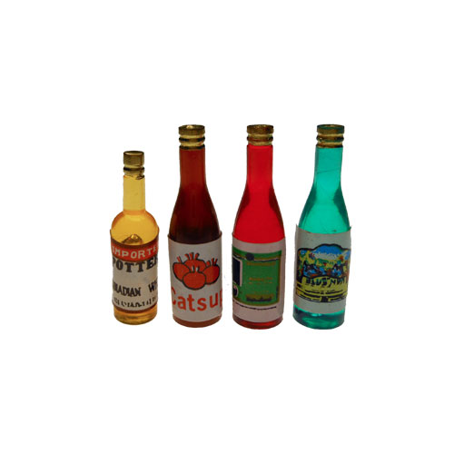 Wine, Whisky, and Ketchup Miniature Bottle Set - Click Image to Close