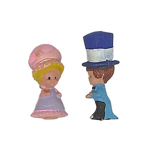 Big Hat Wearing Fancy Little Couple Vintage Miniatures - Click Image to Close