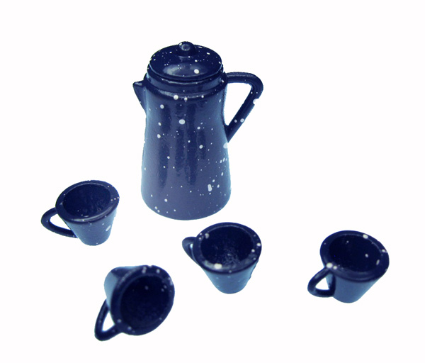 Spatterware Coffee Pot and Mug Set - Click Image to Close