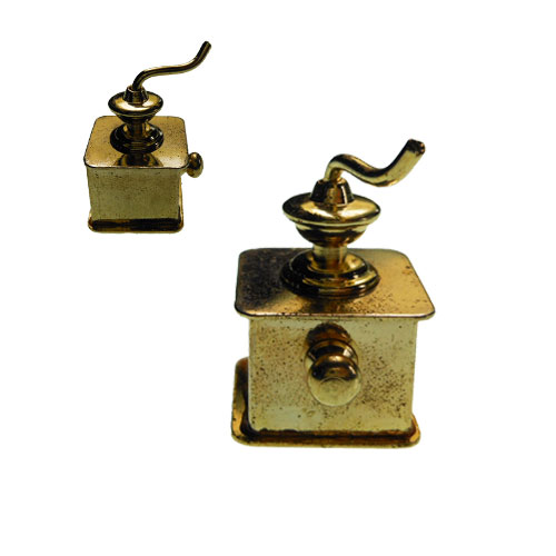 Shiny Brass Retro Coffee Grinder Vintage Miniature - Click Image to Close