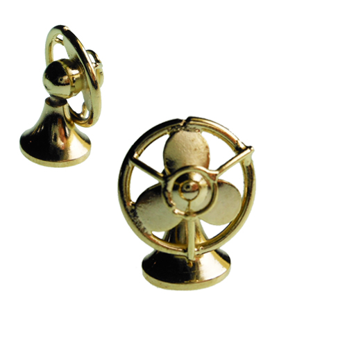 Shiny Brass Retro Fan Vintage Miniature - Click Image to Close
