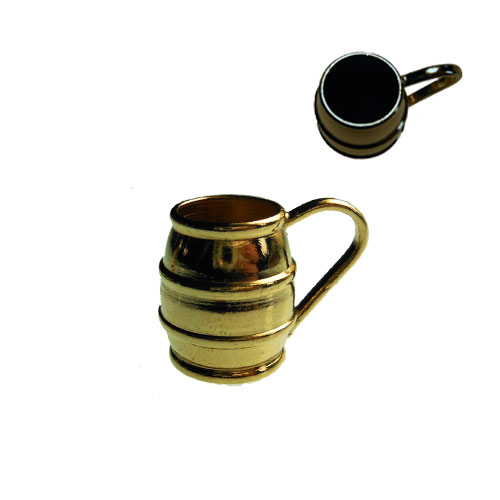 Shiny Brass Barrel Mug Vintage Miniature - Click Image to Close