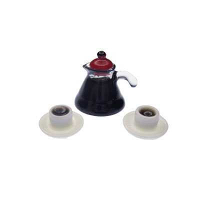 Coffee Pot and Cups Miniature Set - Click Image to Close