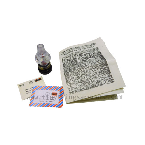 Mini Lamp + Newspaper + Mail Set, 4pc - Click Image to Close