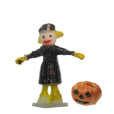 Scarecrow and Jack O' Lantern Pumpkin Vintage Miniature Pair - Click Image to Close