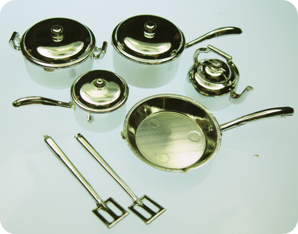 Cookware 10pc Miniature Set : Silver - Click Image to Close