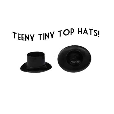 TINY Black Top Hat Miniatures (6) - Click Image to Close