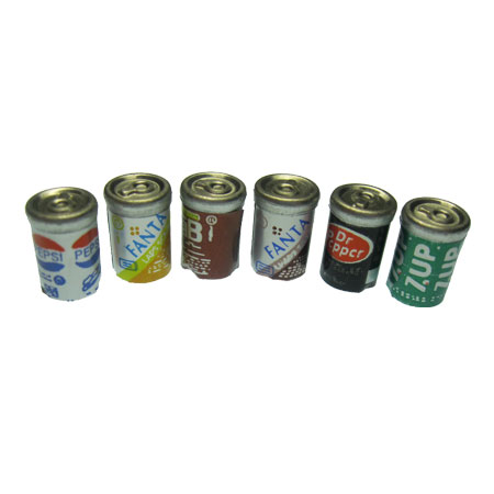Assorted TINY Soda Pop Can Miniatures (6) - Click Image to Close