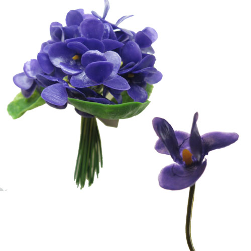 Violet Flowers and Leaves Vintage Plastic Bouquet Bundle - Click Image to Close