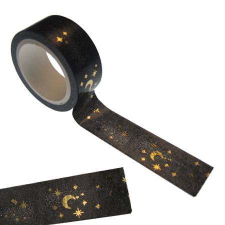 Washi Tape : Gold Stars and Moon - Click Image to Close