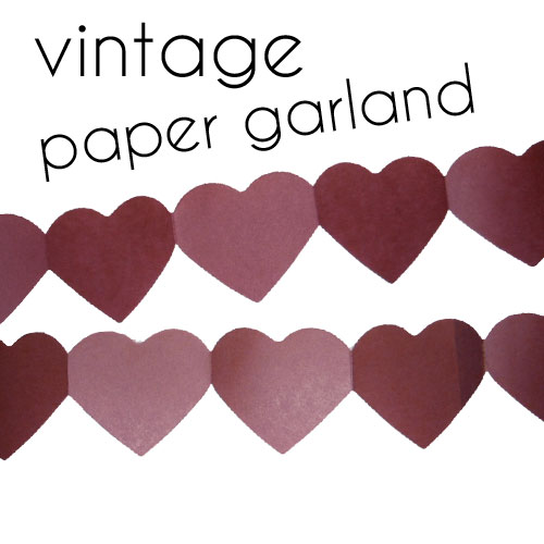 Vintage Paper Garland : Hearts - Click Image to Close