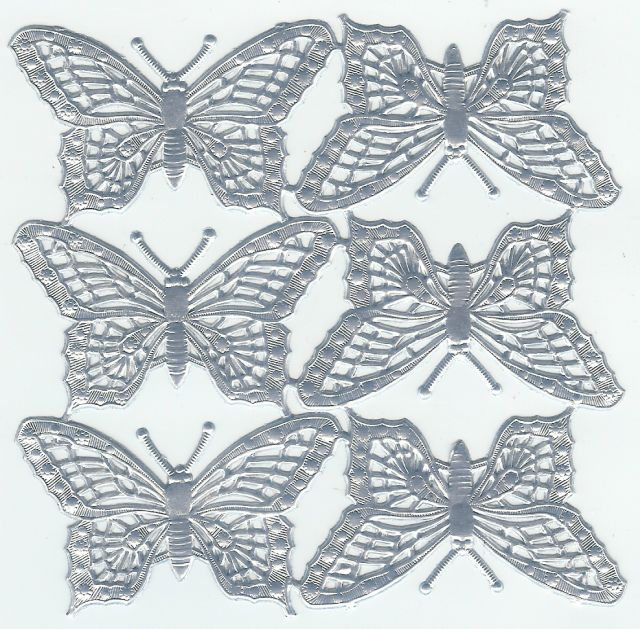 Silver Foil Butterflies (6) - Click Image to Close