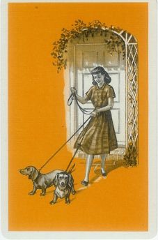 Walking the Weiners SINGLE Vintage Playing Card (1) - Click Image to Close