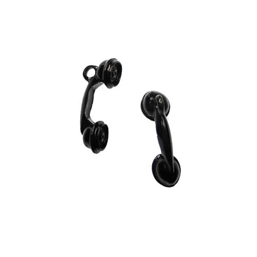 Black Enamel Phone Charms (2) - Click Image to Close