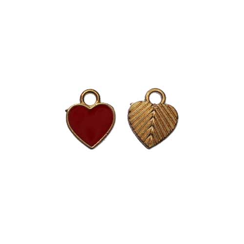Little 3/8" Red Enamel Heart Charms (6) - Click Image to Close