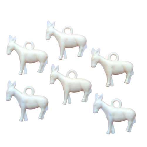 White Donkey Vintage Plastic Charms (6) - Click Image to Close